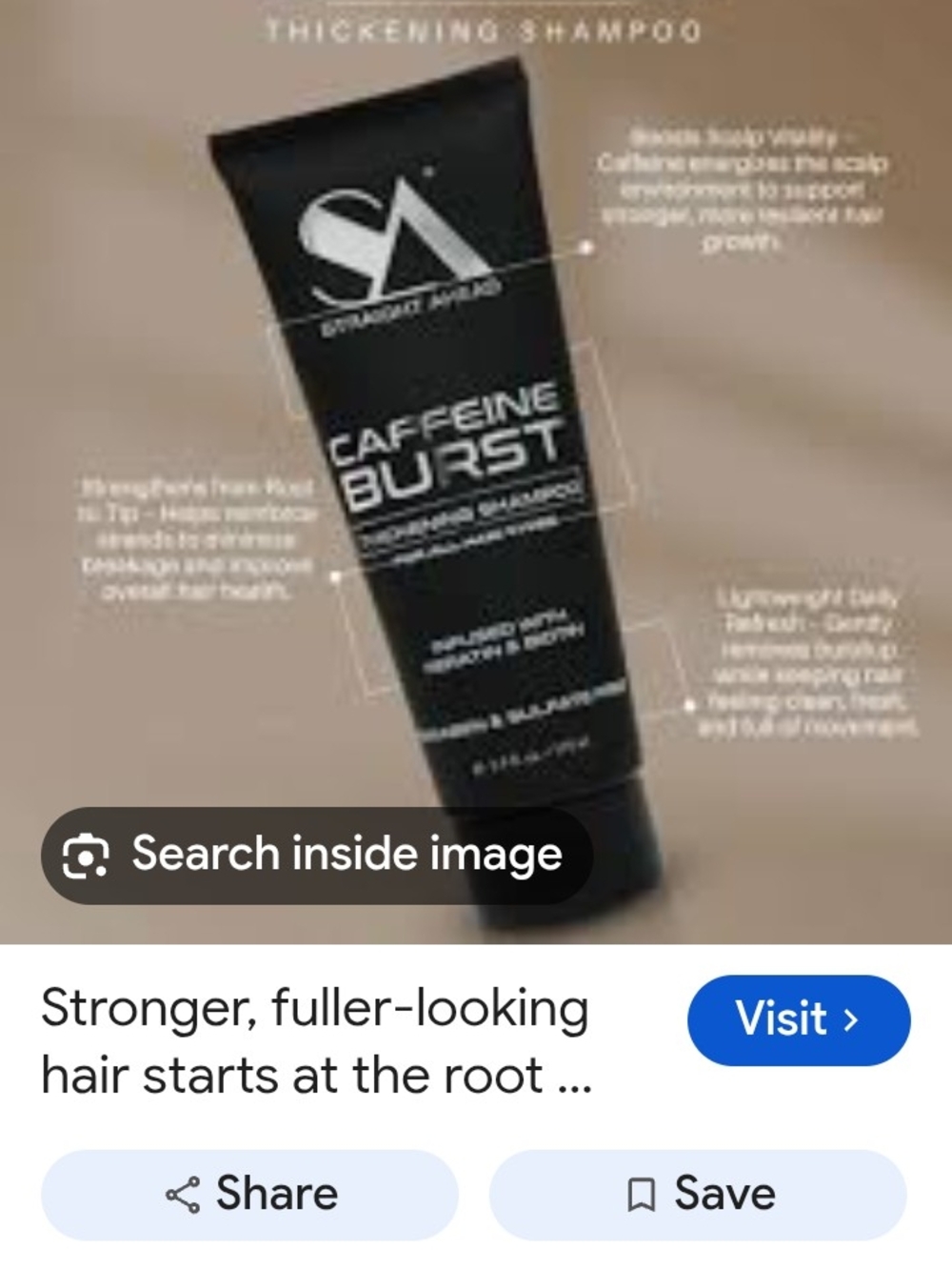 Straight AheadCaffeine Burst Thickening Shampoo Sealed